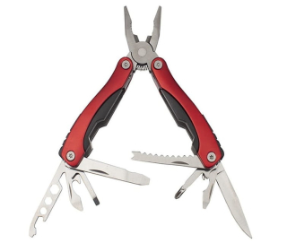 Multitool - vreckový nožík, 10 funkcií - ČERVENÝ